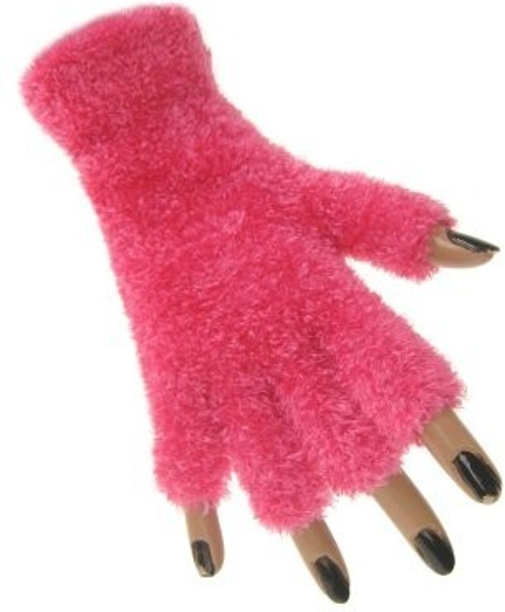 Fluffy Vingerloze handschoenen Roze